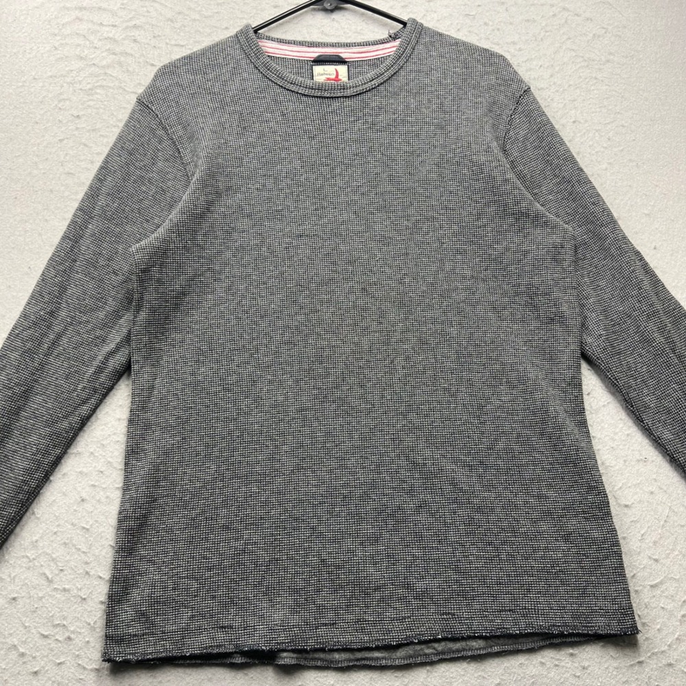Relwen Mens Thermal Long Sleeve Shirt Grey Waffle Knit Cotton Crew Neck Size L